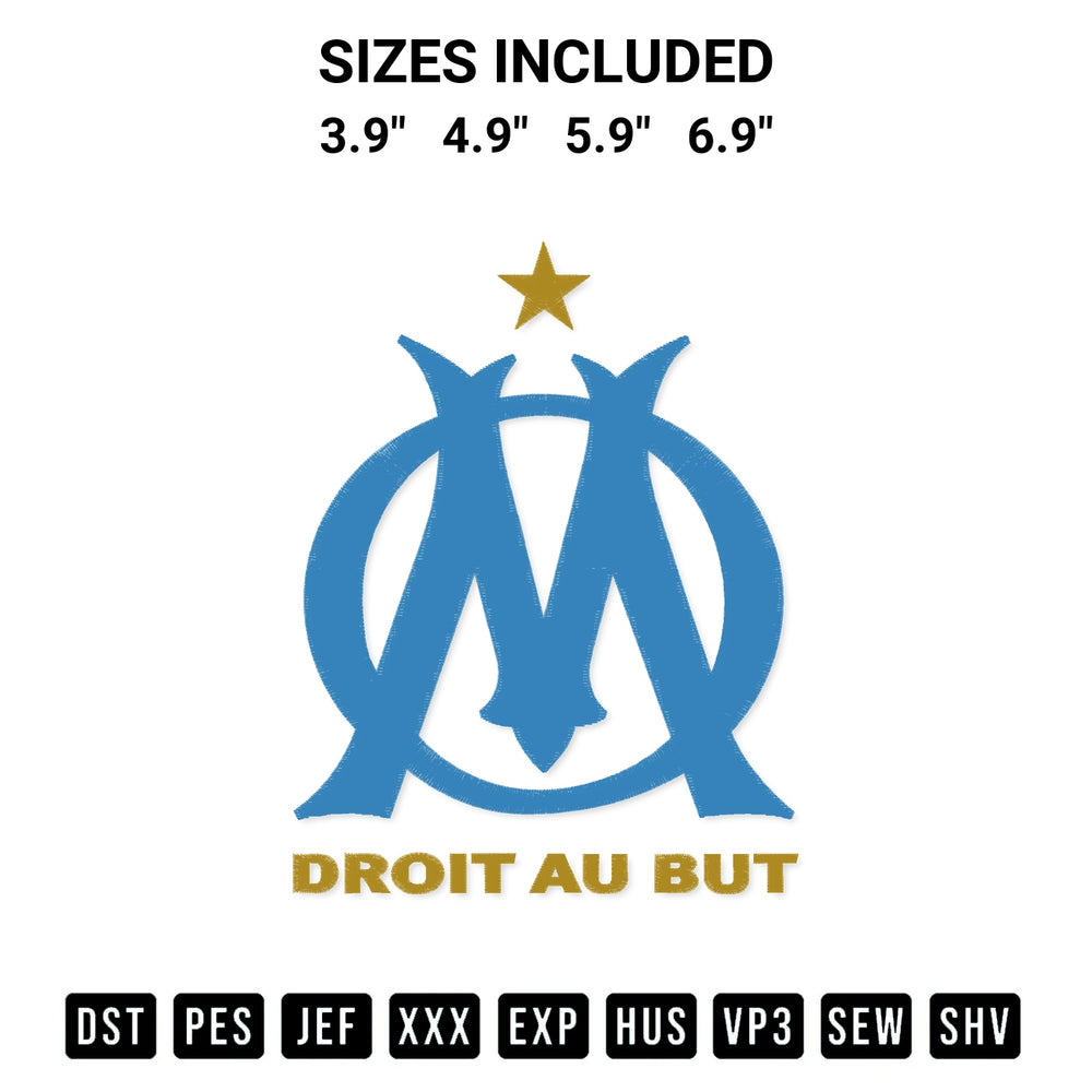 Transform your fabrics with the Fc Olympique De Marseille Logo Embroidery Design embroidery design. Instant access to premium digitized patterns at Designspacks.com. Available sizes: 3.9", 4.9", 5.9", 6.9".