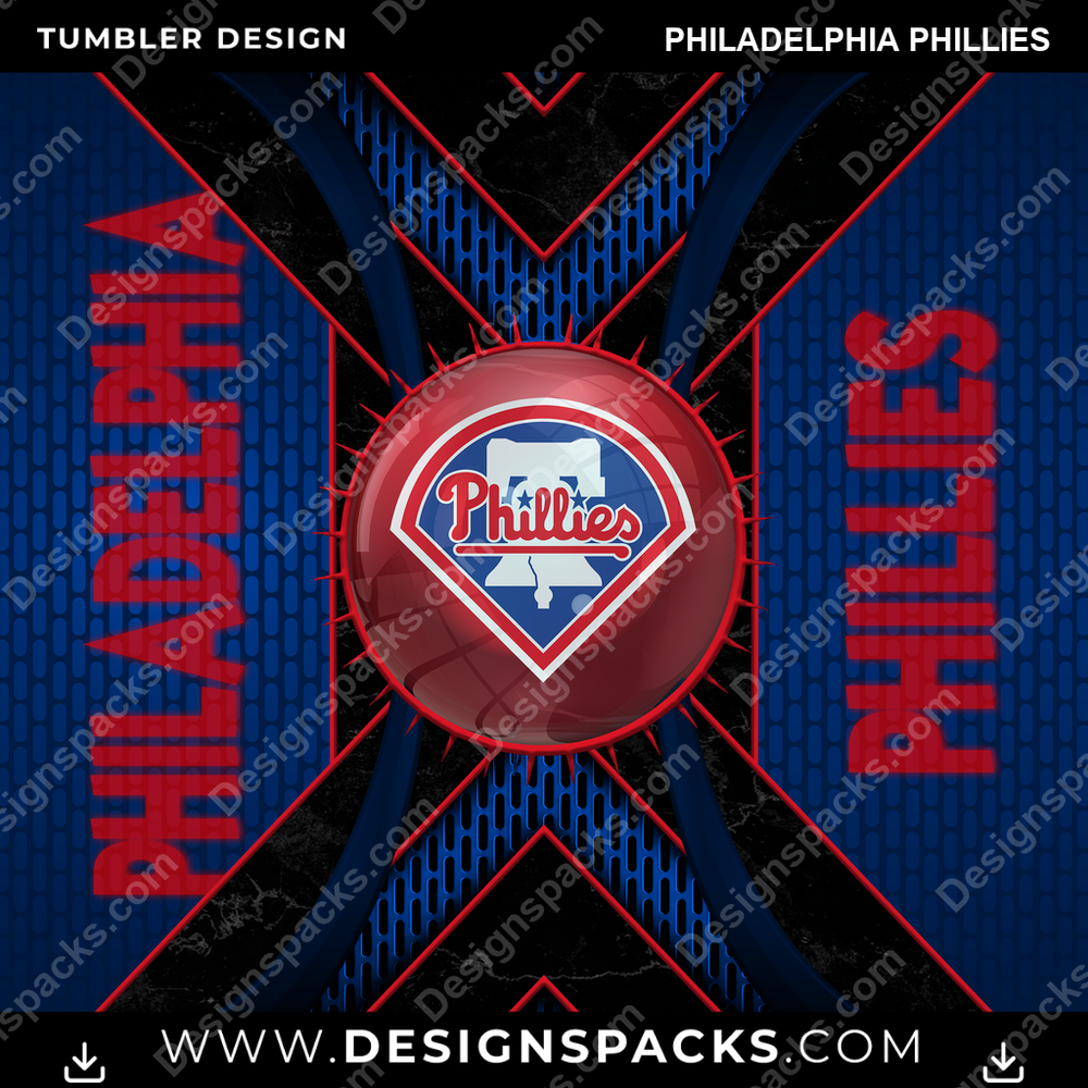 Baseball Metal Grating Philadelphia Phillies Tumbler Digital Wrap Design