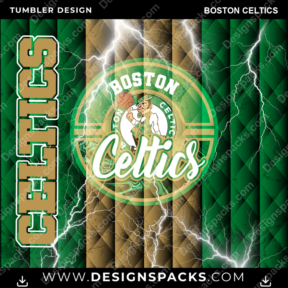 Basketball Diamond Boston Celtics Tumbler Digital Wrap Design