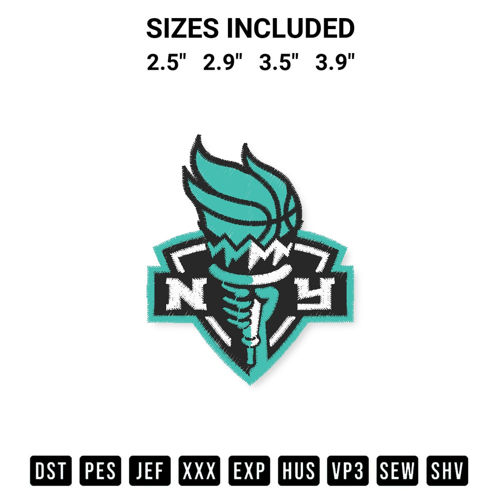 Stitch like a pro with the New York Liberty Logo Embroidery Design embroidery pattern from Designspacks.com. High-quality digital machine embroidery file. Available sizes: 2.5", 2.9", 3.5", 3.9".