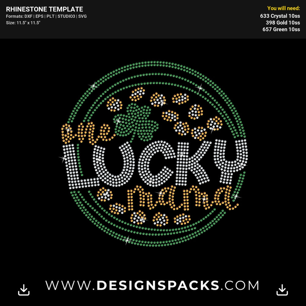 One Lucky Mama Rhinestone Digital Template