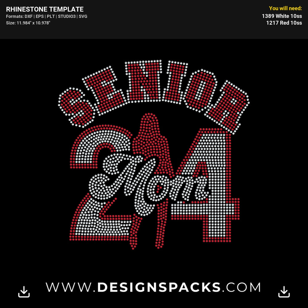 Senior Mom 2024 Rhinestone Digital Template