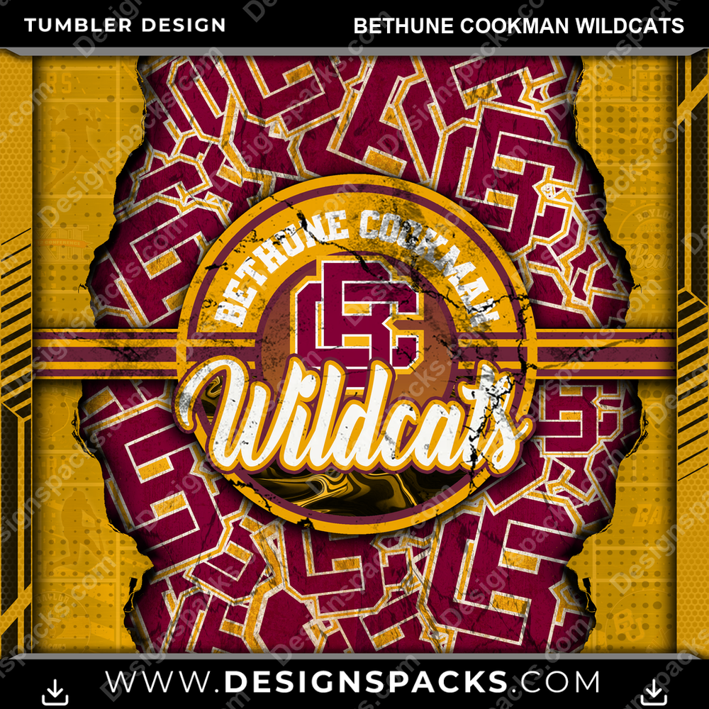 College Sport Ripped Bethune Cookman Wildcats NCAA College Sport Tumbler Digital Wrap Design Download