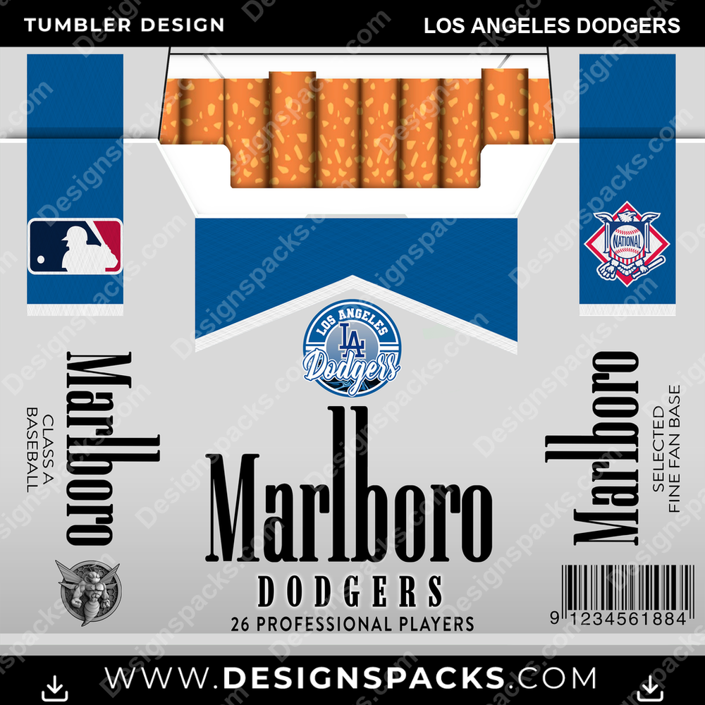 Baseball Marlboro Los Angeles Dodgers Tumbler Digital Wrap Design