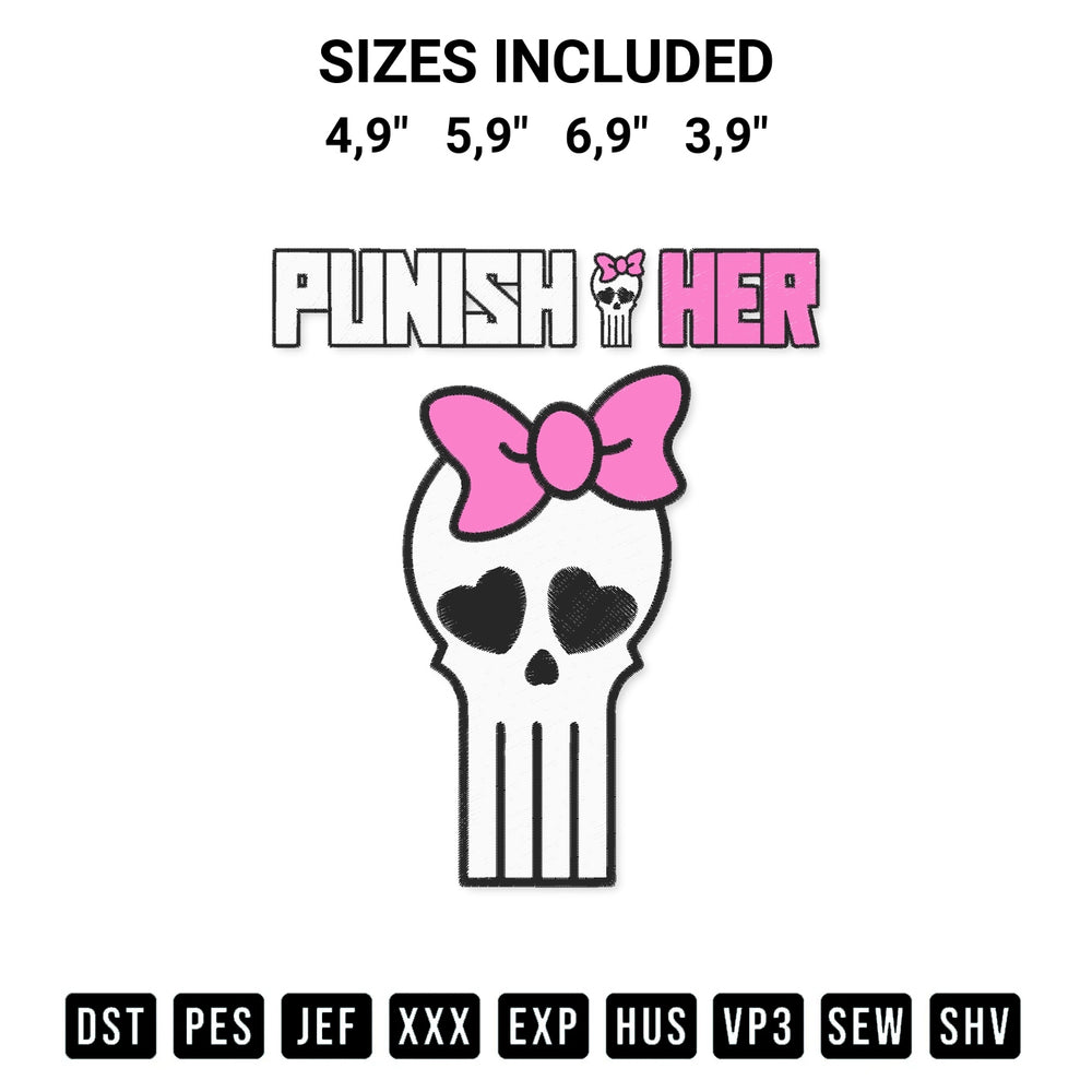 Get the Punisher Cute Halloween Logo Embroidery Design embroidery design for your custom crafts! Premium digitized files available for instant download at Designspacks.com. Available sizes: 4,9", 5,9", 6,9", 3,9".