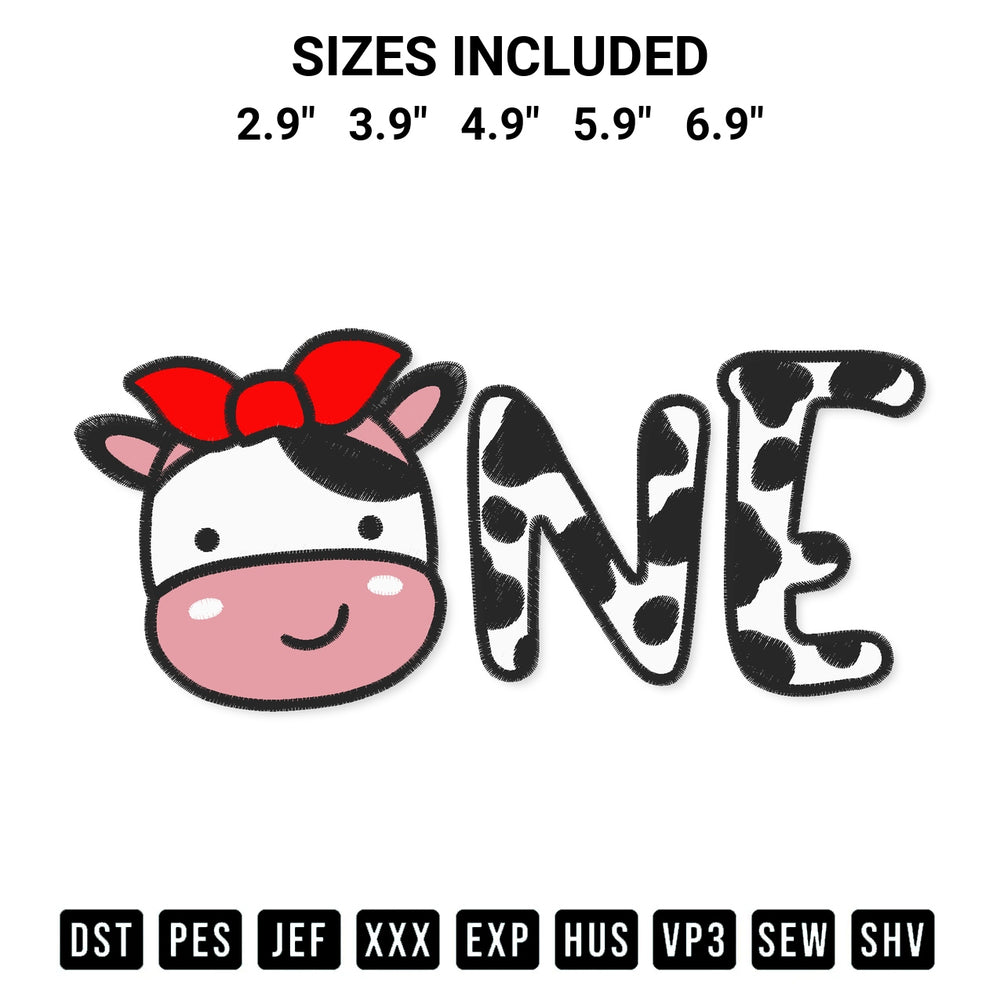 Create amazing crafts with the Girl Cow One Birthday Embroidery Design embroidery file. High-quality digital download from Designspacks.com, perfect for beginners and pros. Available sizes: 2.9", 3.9", 4.9", 5.9", 6.9".