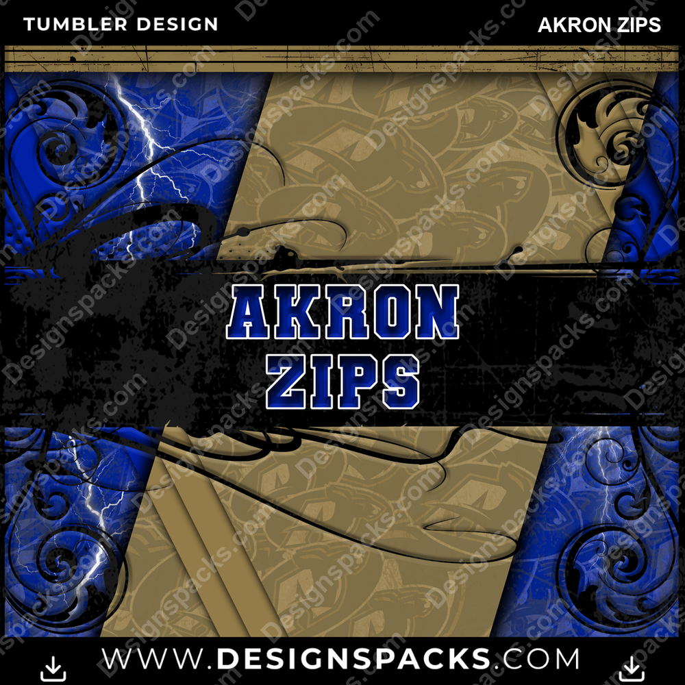 College Sport Elegant Akron Zips Tumbler Digital Wrap Design