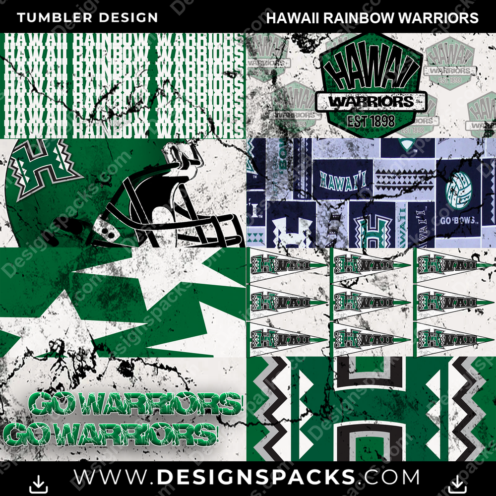 College Sport Distressed BG Hawaii Rainbow Warriors NCAA College Sport Tumbler Digital Wrap Design Download