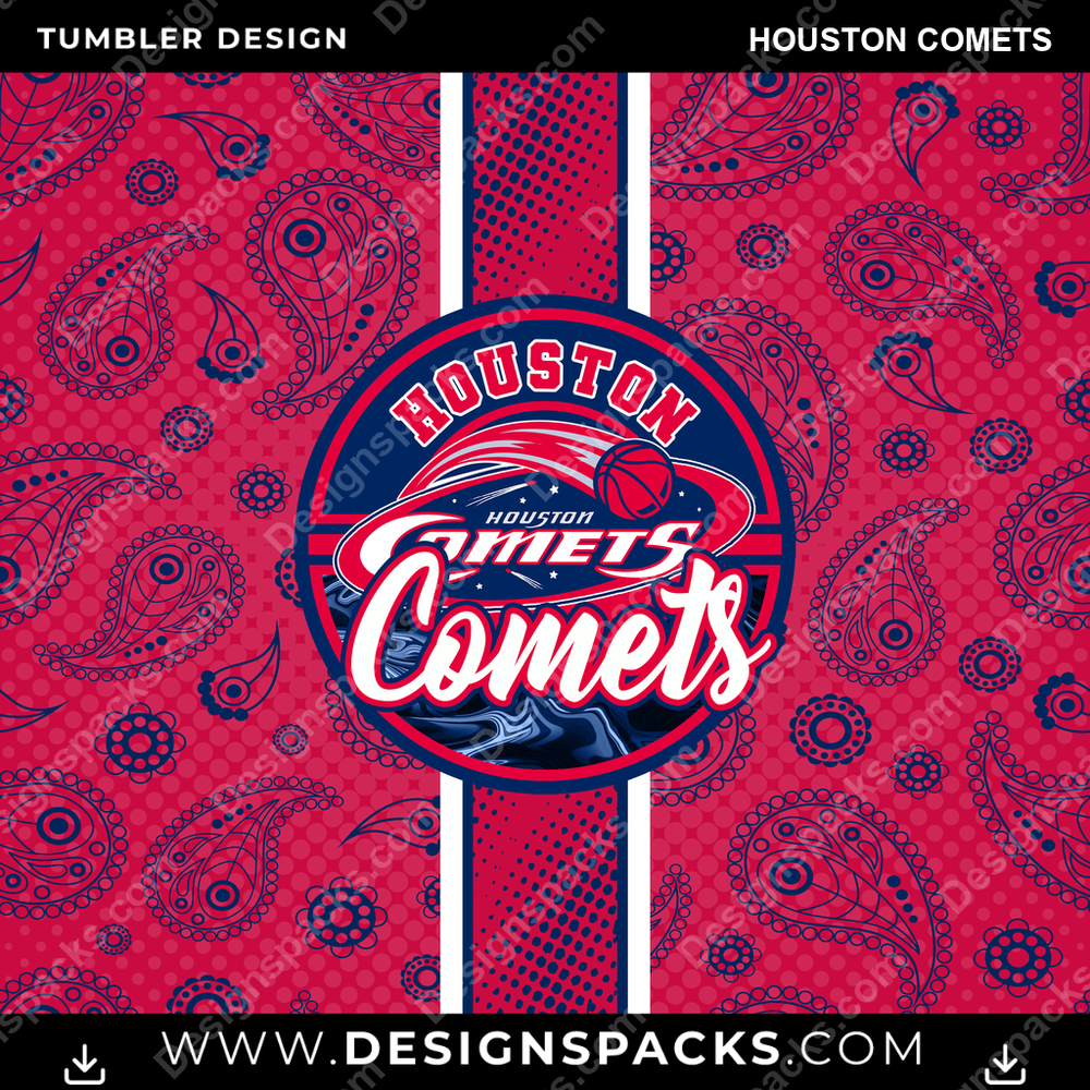 Basketball Handkerchief Houston Comets Tumbler Digital Wrap Design