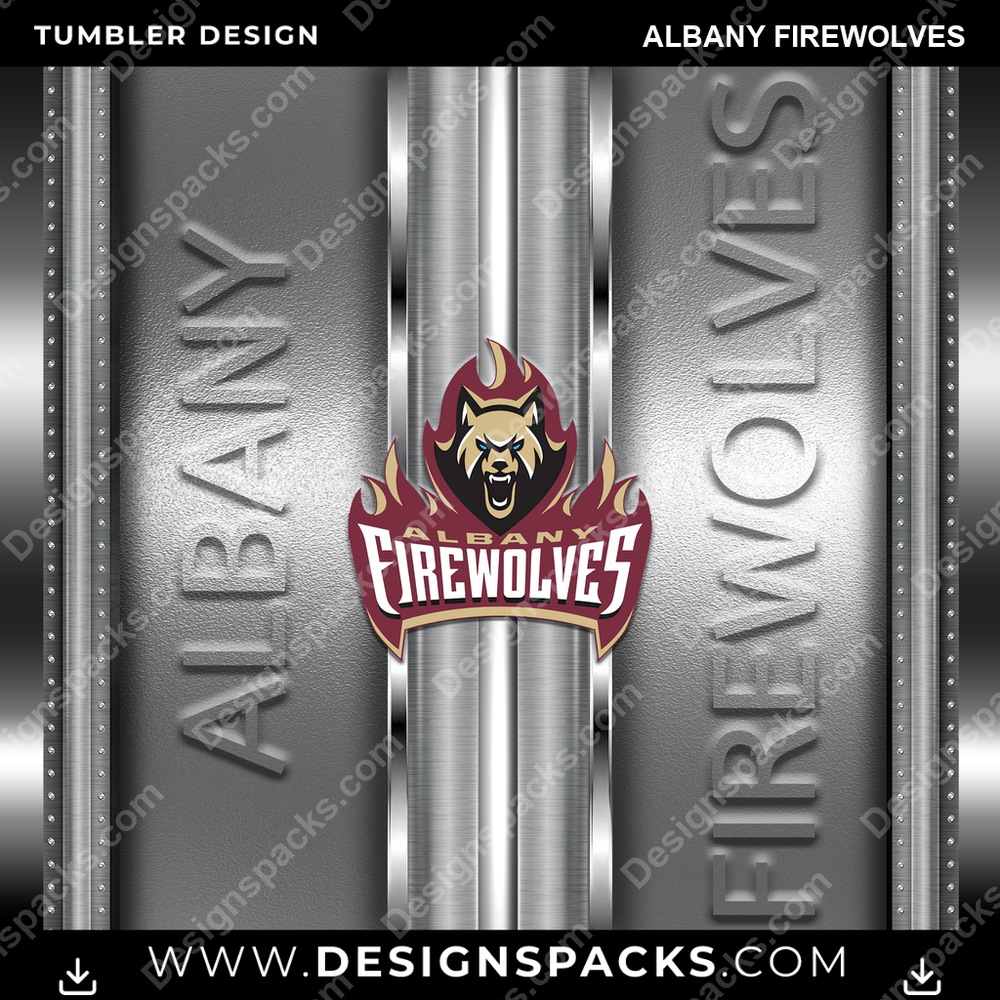 Lacrosse Metallic Albany FireWolves Tumbler Digital Wrap Design