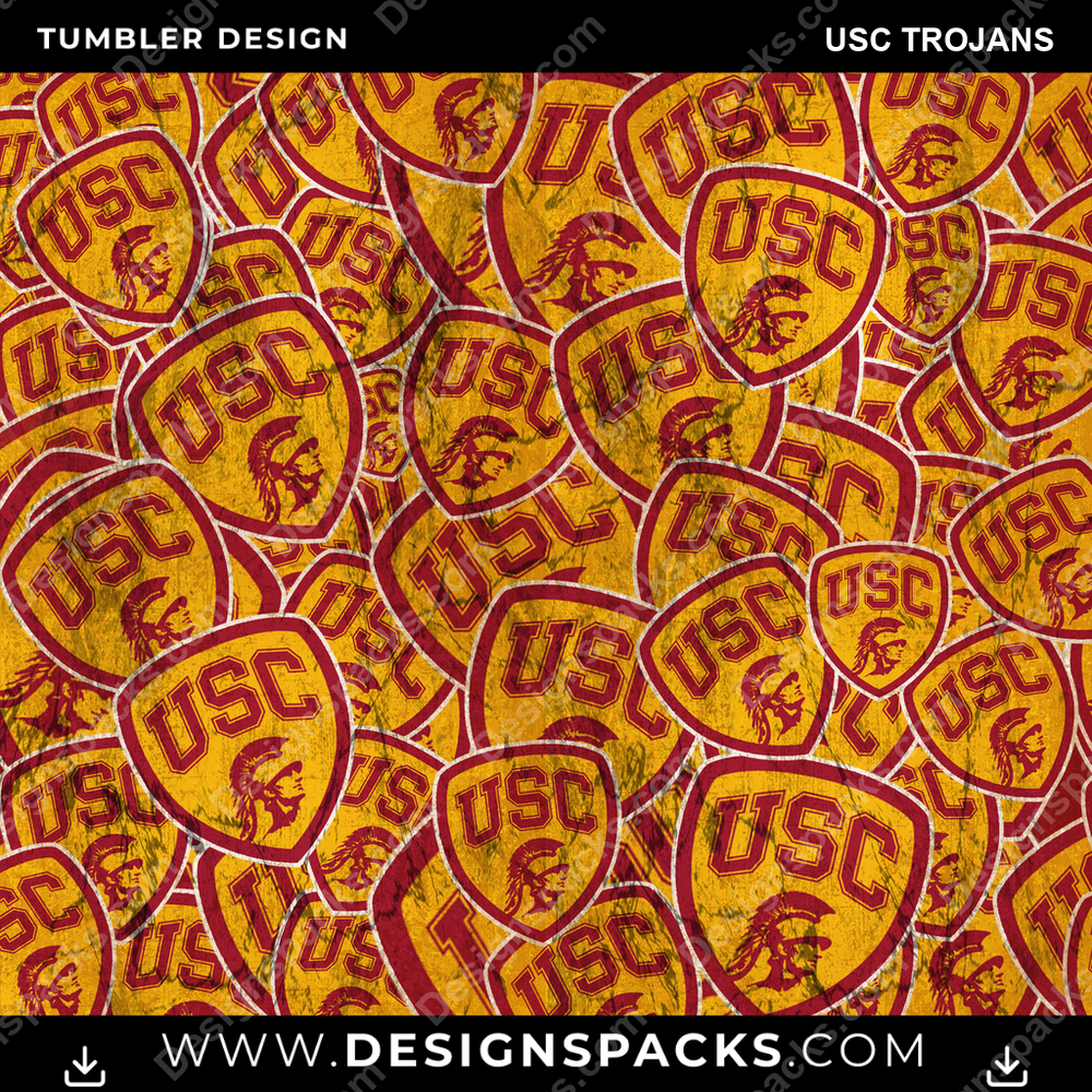 College Sport Logo BG USC Trojans Tumbler Digital Wrap Design