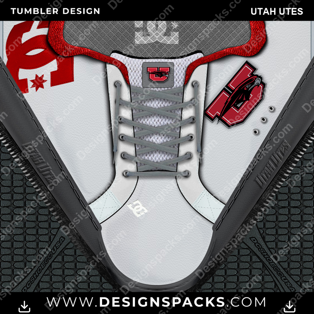College Sport DC Sneaker Utah Utes Tumbler Digital Wrap Design