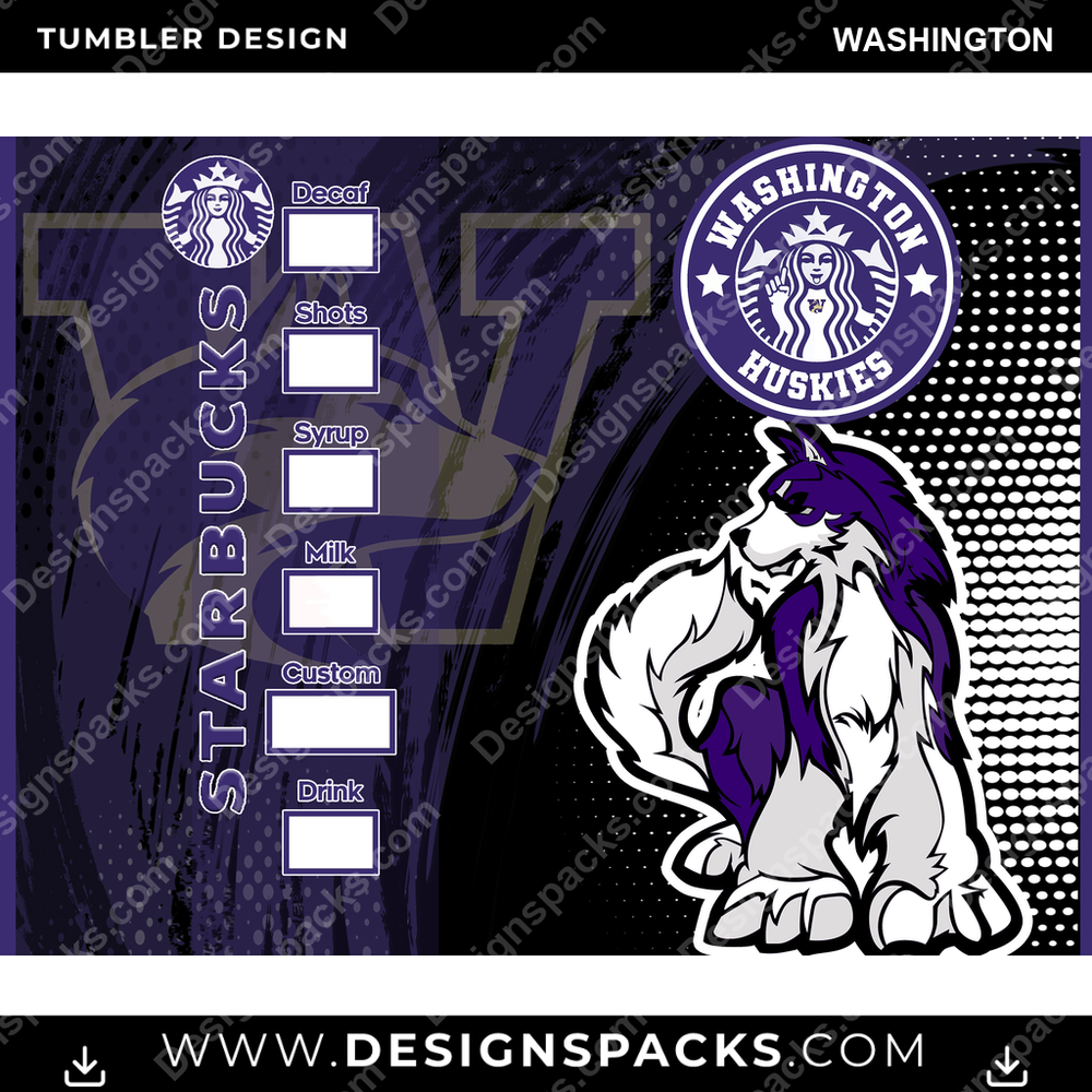 College Sport Starbucks Washington Tumbler Digital Wrap Design