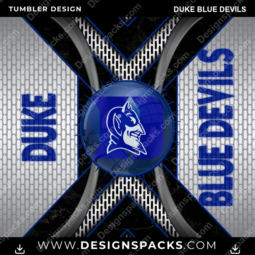 College Sport Metal Grating Duke Blue Devils Tumbler Digital Wrap Design