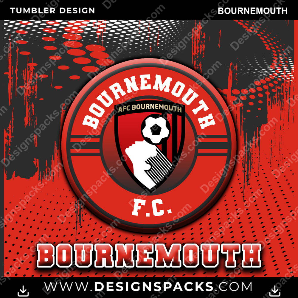 Soccer UK Dot Logo Bournemouth Tumbler Digital Wrap Design