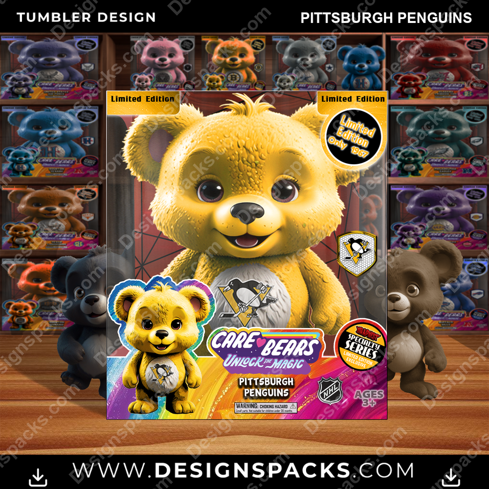 Hockey Care Bear Box Pittsburgh Penguins Tumbler Digital Wrap Design