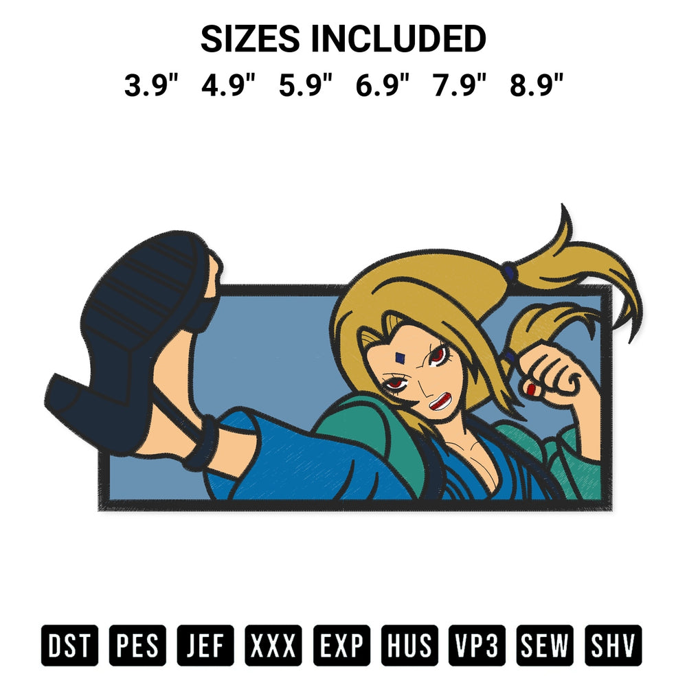 Elevate your next project with our Tsunade Embroidery Design embroidery file. Shop high-quality digital patterns instantly at Designspacks.com. Available sizes: 3.9", 4.9", 5.9", 6.9", 7.9", 8.9".