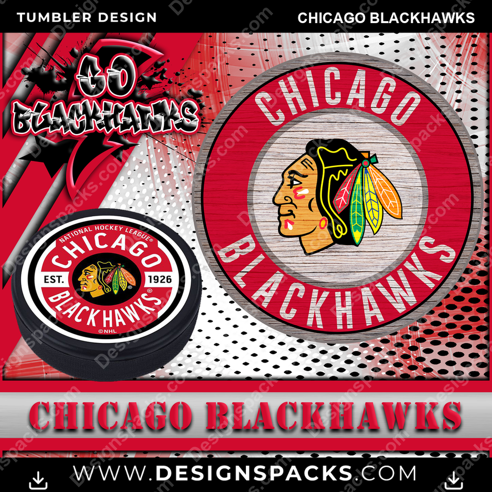 Hockey Go Team Chicago Blackhawks Tumbler Digital Wrap Design