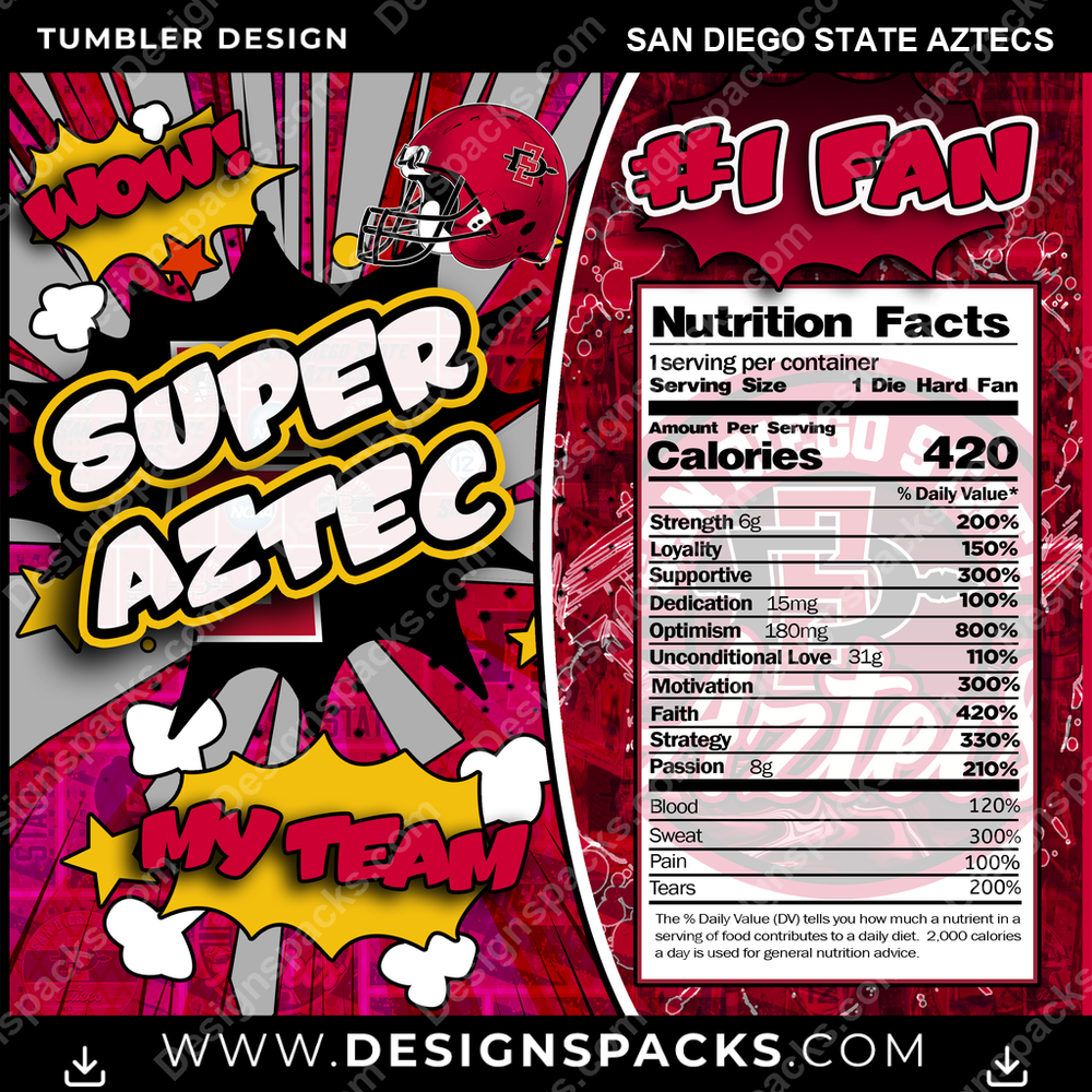 College Sport Super Team San Diego State Aztecs NCAA College Sport Tumbler Digital Wrap Design Download