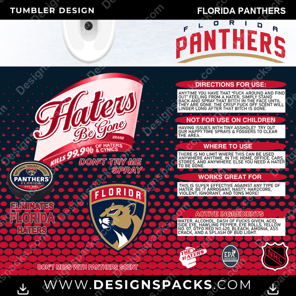 Ice Hockey Haters Be Gone Florida Panthers Tumbler Digital Wrap Design
