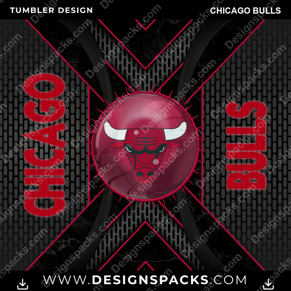 Basketball Metal Grating Chicago Bulls Tumbler Digital Wrap Design