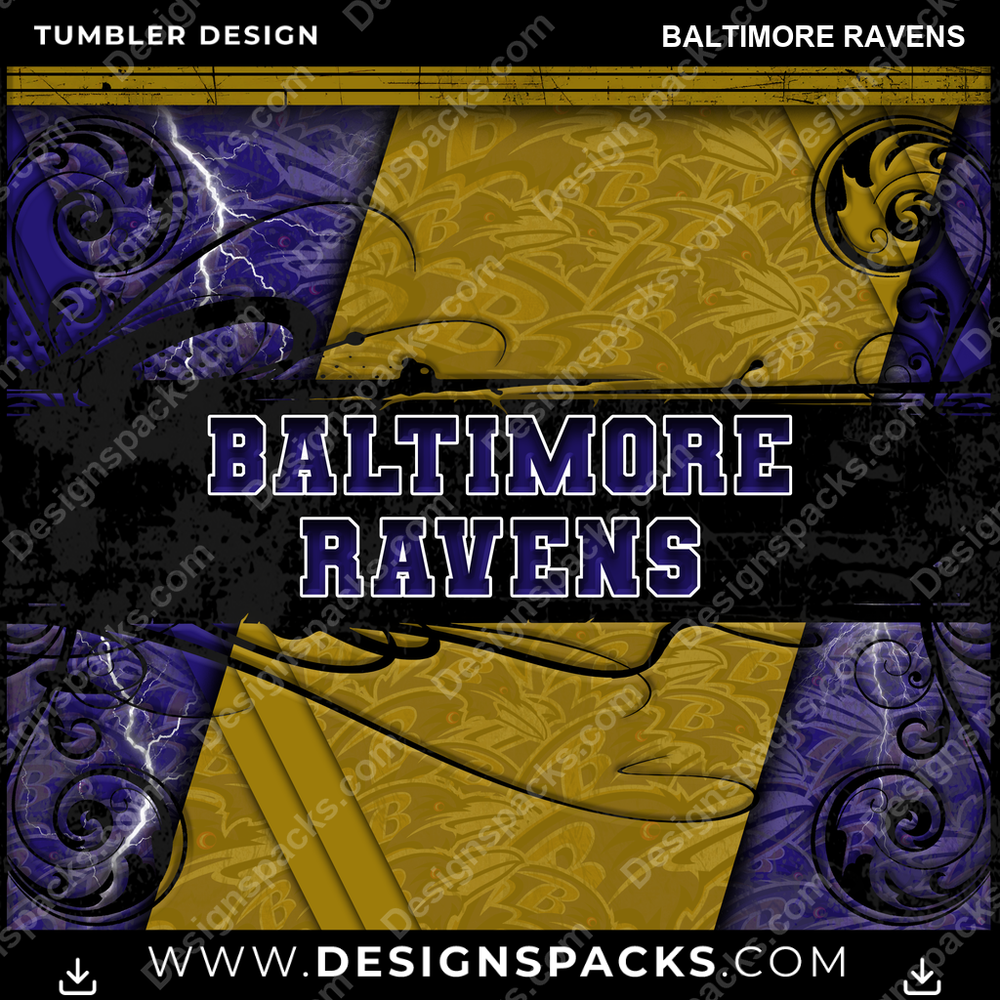 Diseño de Envoltorio Digital Elegante para Vaso Tumbler de Fútbol Americano Baltimore Ravens