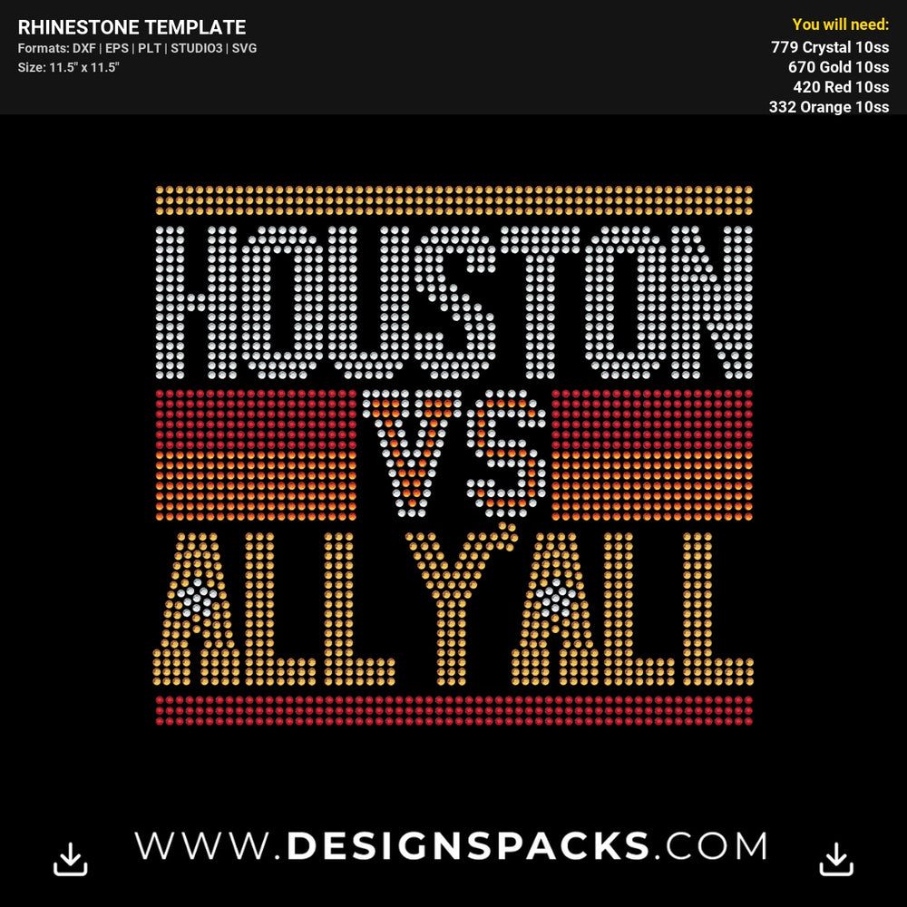 Houston Astros Vs All Yall Rhinestone Digital Template
