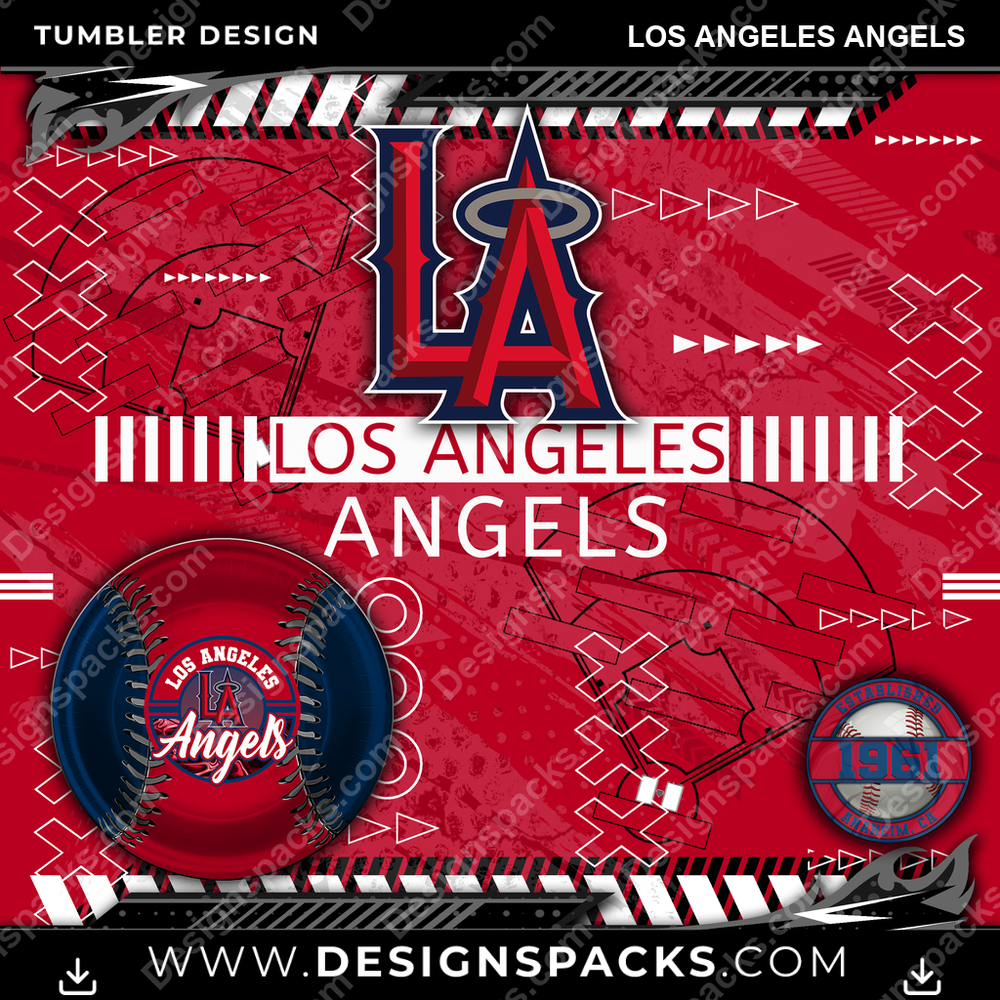 Baseball Xs & Os Los Angeles Angels Tumbler Digital Wrap Design