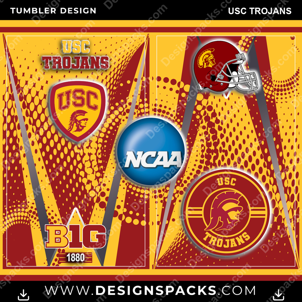 College Sport Team Logo USC Trojans Tumbler Digital Wrap Design