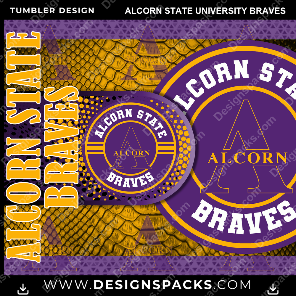 College Sport Hyper Alcorn State University Braves Tumbler Digital Wrap Design