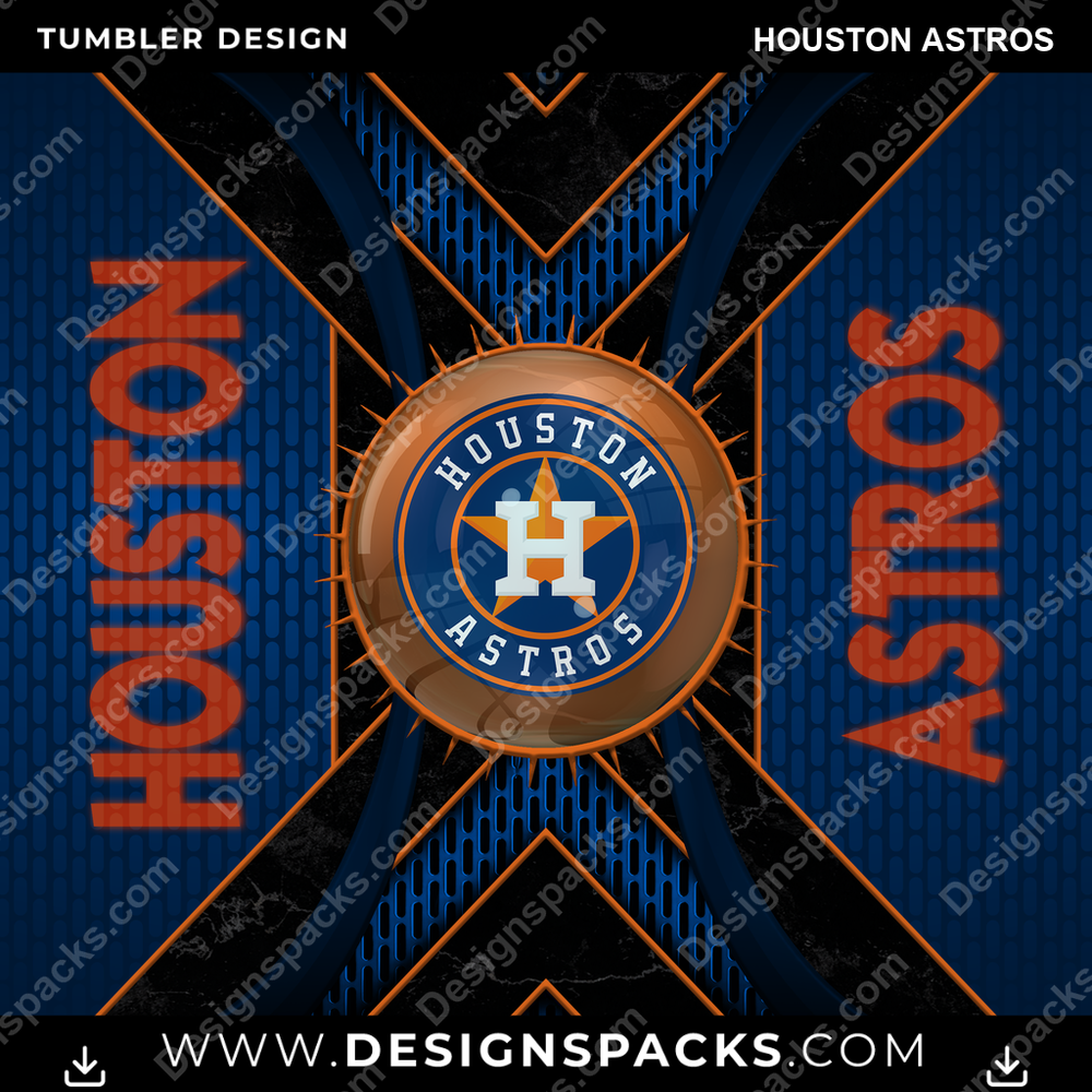 Baseball Metal Grating Houston Astros Tumbler Digital Wrap Design