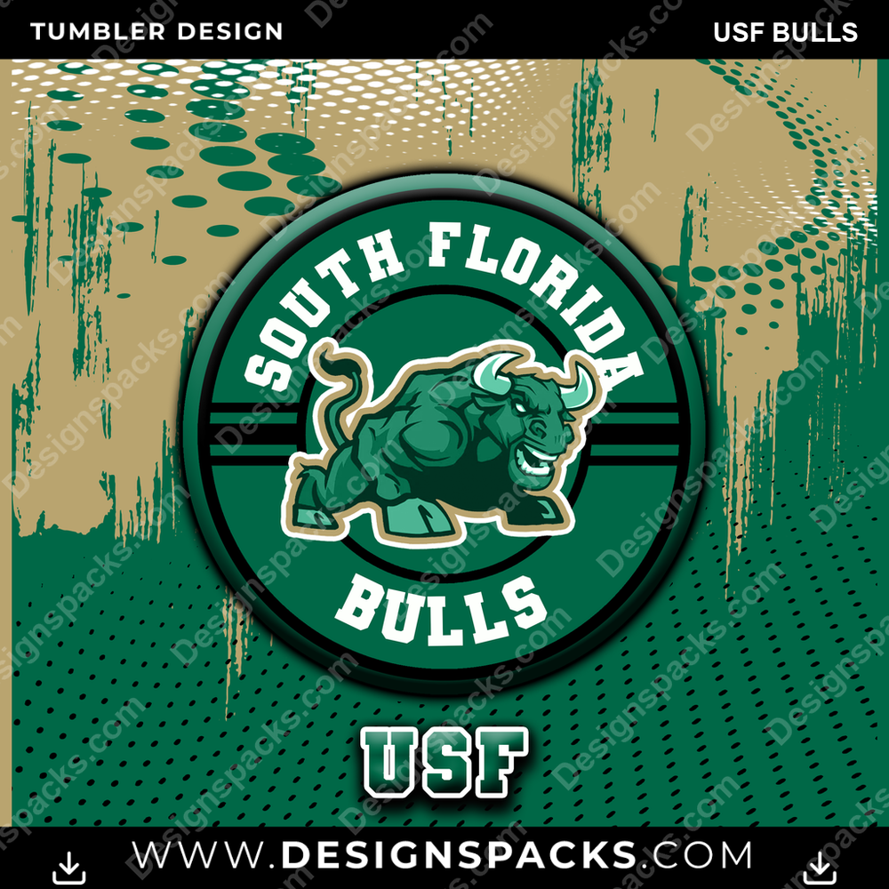 College Sport Dot Logo USF Bulls Tumbler Digital Wrap Design