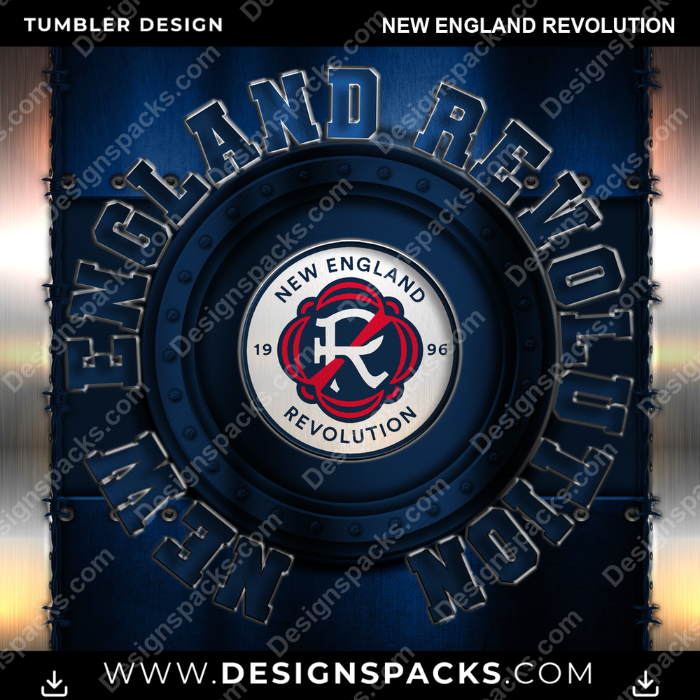 US Soccer Metal New England Revolution MLS Tumbler Digital Wrap Design Download