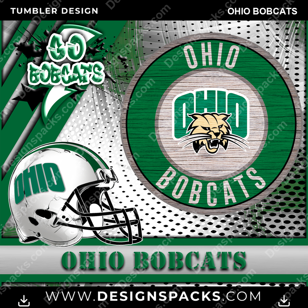 College Sport Go Team 2 Ohio Bobcats NCAA College Sport Tumbler Digital Wrap Design Download