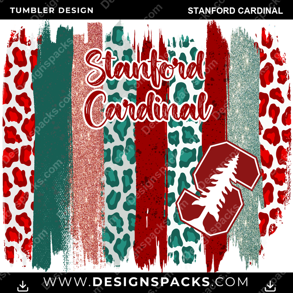 College Sport Brush Strokes Stanford Cardinal NCAA College Sport Tumbler Digital Wrap Design Download