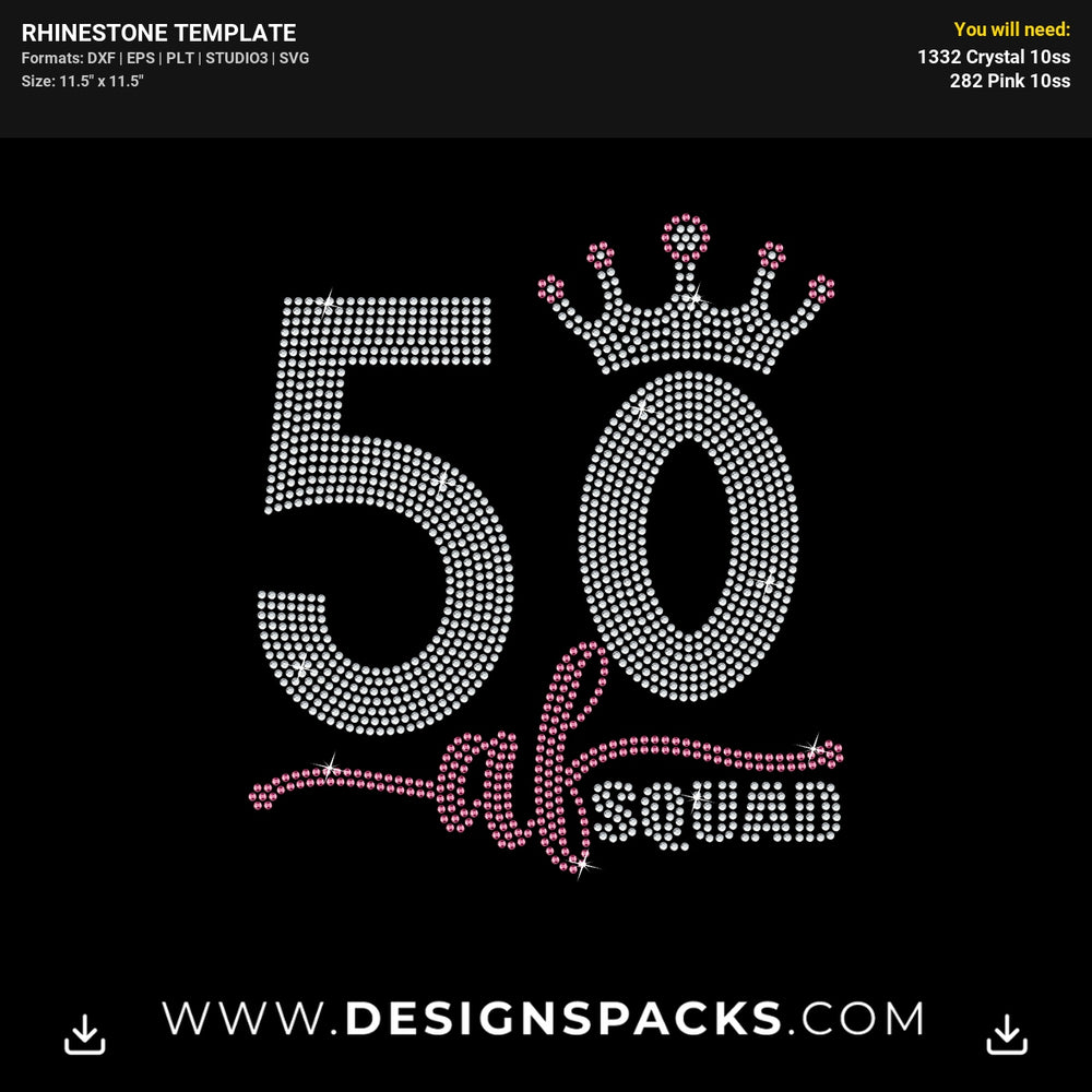 50 AF Squad Birthday Crew Rhinestone Digital Template