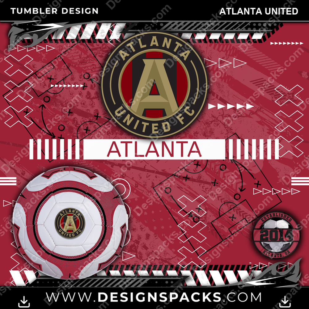 Soccer Xs & Os Atlanta United MLS Soccer Tumbler Digital Wrap Design Download