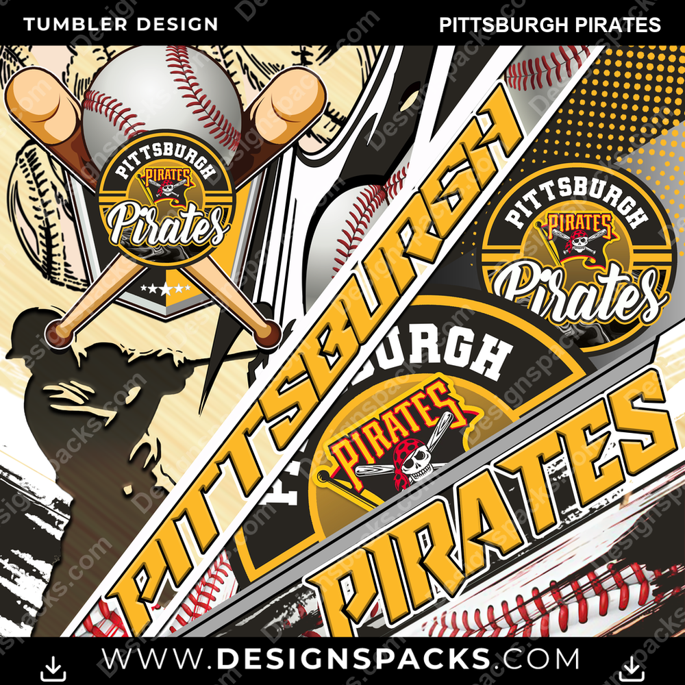 Baseball Silhouette Pittsburgh Pirates Tumbler Digital Wrap Design