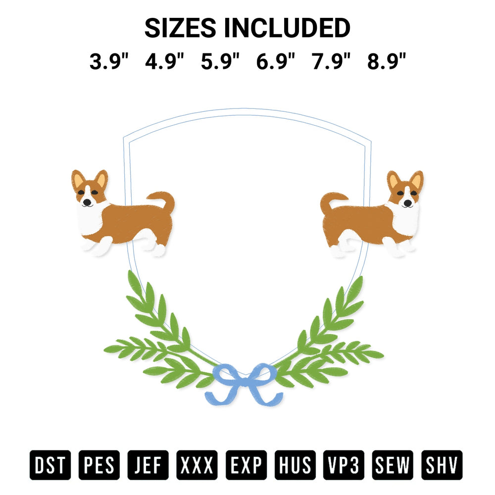Shop the Welsh Corgi Dog Frame Embroidery Design machine embroidery pattern at Designspacks.com. Beautifully digitized for flawless stitching on any fabric. Available sizes: 3.9", 4.9", 5.9", 6.9", 7.9", 8.9".
