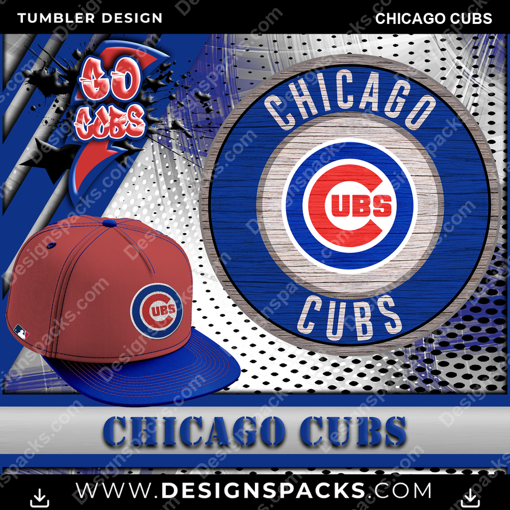 Baseball Go Team Chicago Cubs Tumbler Digital Wrap Design