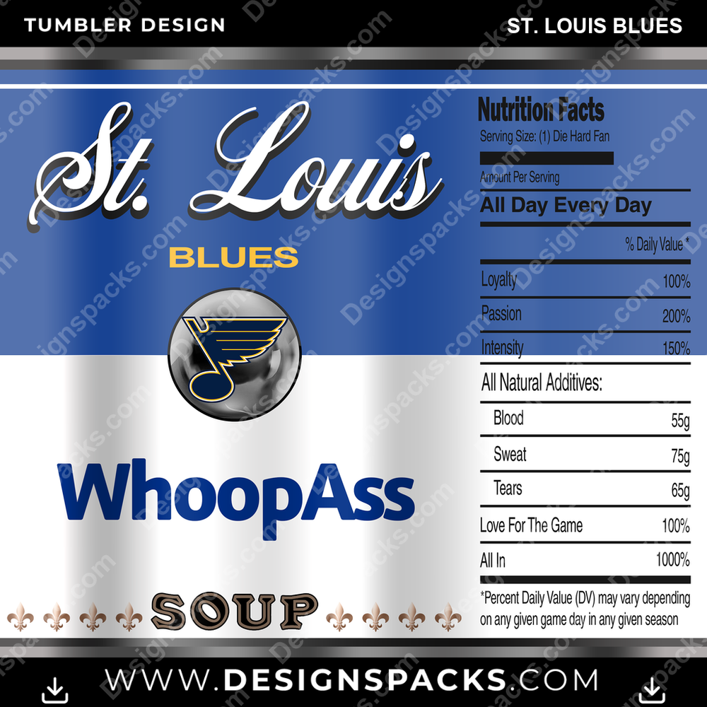 Ice Hockey Soup Can St. Louis Blues Tumbler Digital Wrap Design