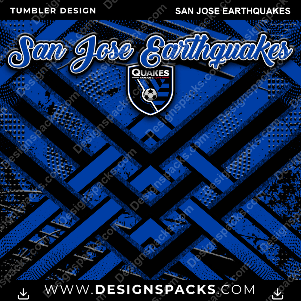 US Soccer Glitter Stripe San Jose Earthquakes Tumbler Digital Wrap Design Download