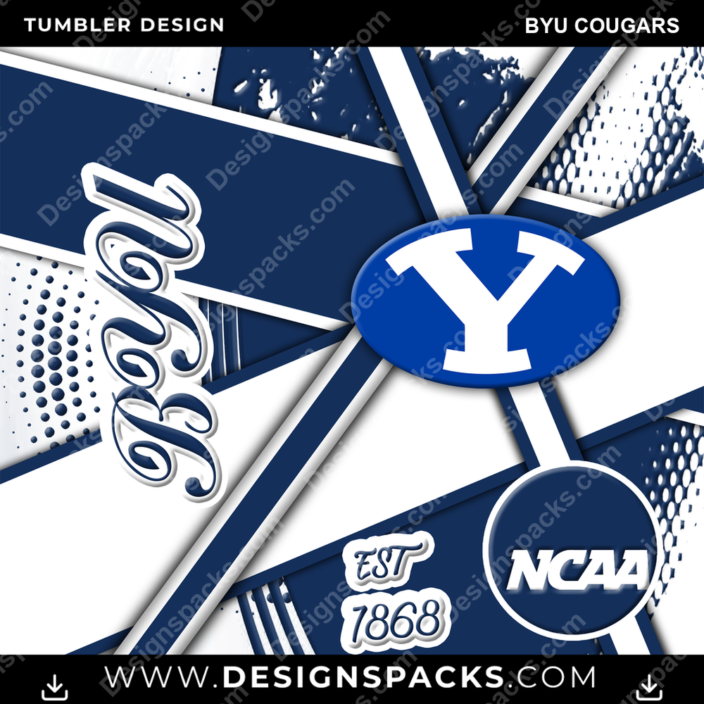 College Sport Team Sport BYU Cougars NCAA College Sport Tumbler Digital Wrap Design Download