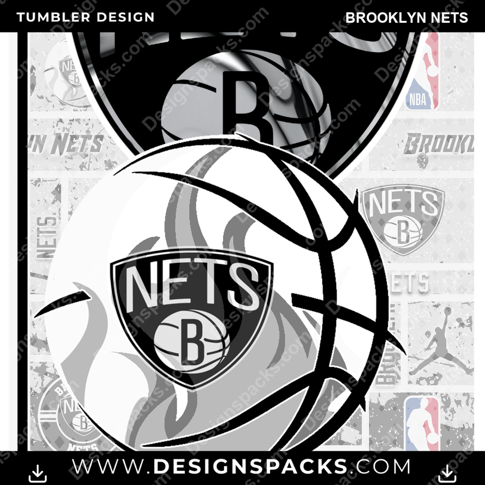Basketball Posters Brooklyn Nets Tumbler Digital Wrap Design