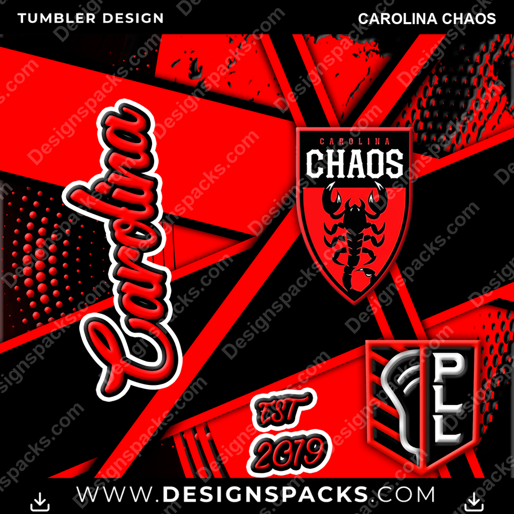Lacrosse Team Sport Carolina Chaos PLL Lacrosse Tumbler Digital Wrap Design Download