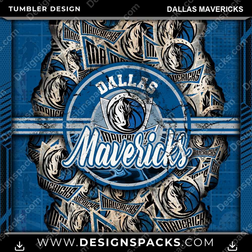 Basketball Ripped Dallas Mavericks Tumbler Digital Wrap Design