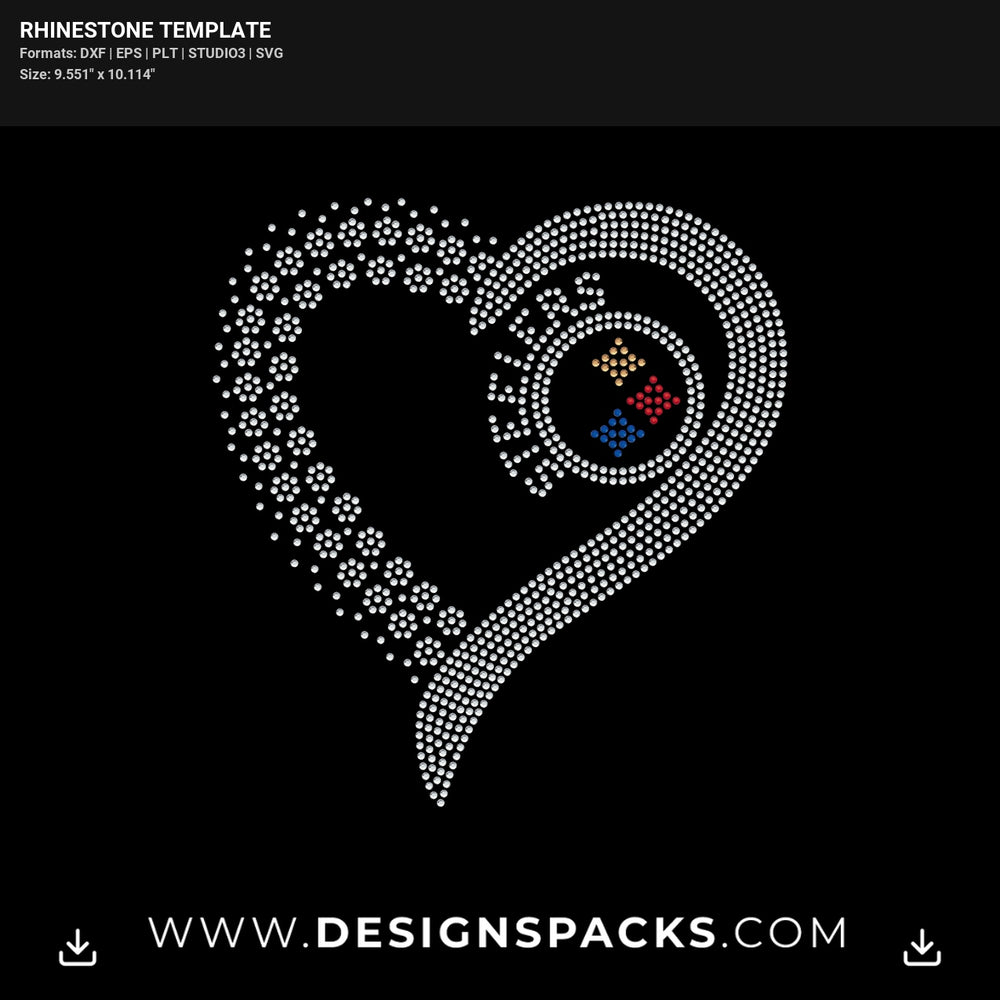 Steelers Heart Rhinestone Digital Template