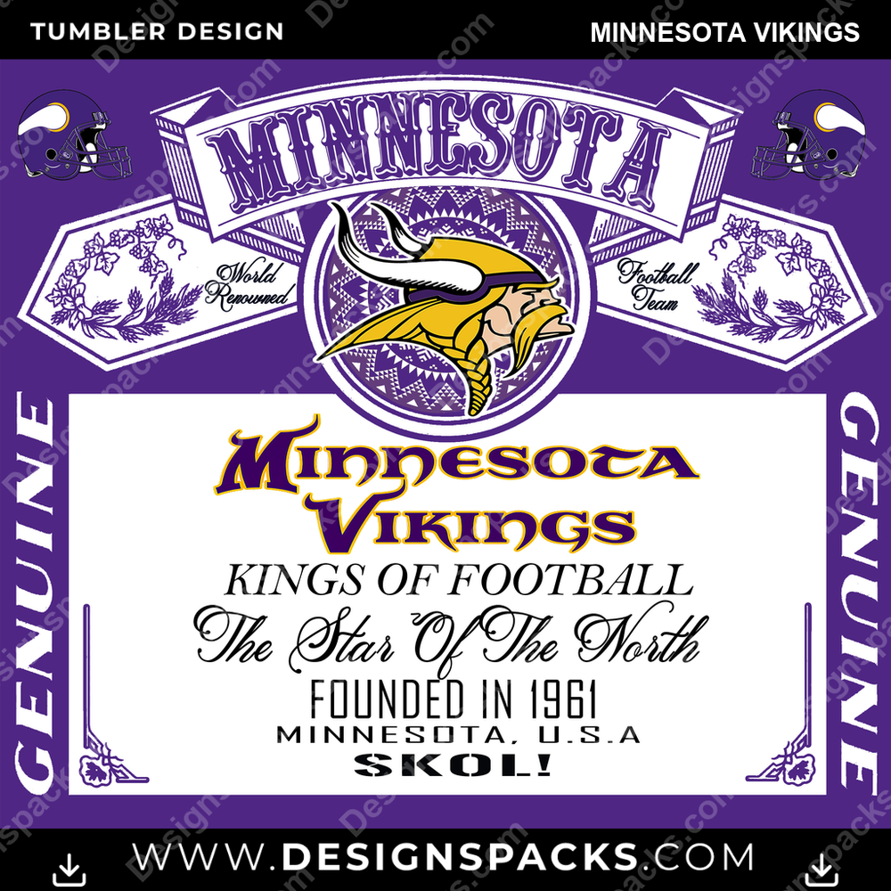 Football Bud Minnesota Vikings Tumbler Digital Wrap Design