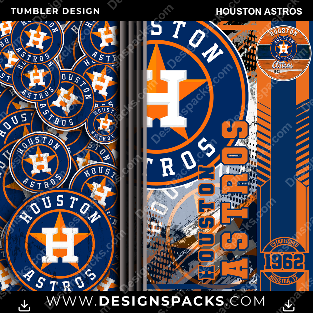 Baseball Sports Houston Astros Tumbler Digital Wrap Design