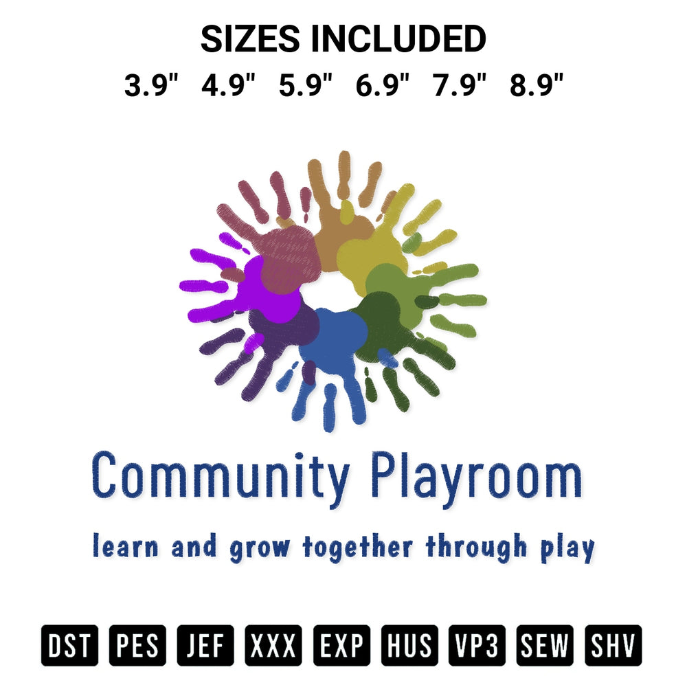 Elevate your next project with our Community Playroom Embroidery Design embroidery file. Shop high-quality digital patterns instantly at Designspacks.com. Available sizes: 3.9", 4.9", 5.9", 6.9", 7.9", 8.9".
